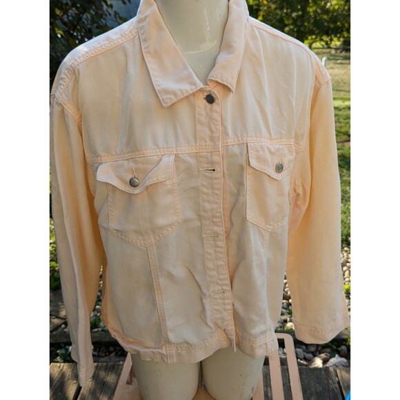 J Jill Yellow 100% Tencel Lyocell Denim Styled Jacket Sz XL - Picture 1 of 5